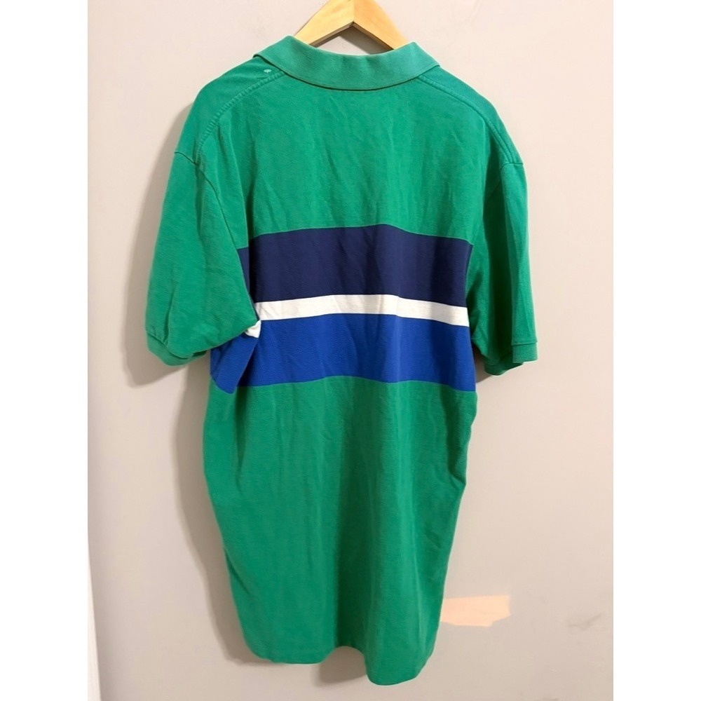 Vintage 80s Polo Ralph Lauren‎ Polo Shirt Mens XL Green Blue Striped - Picture 4 of 4